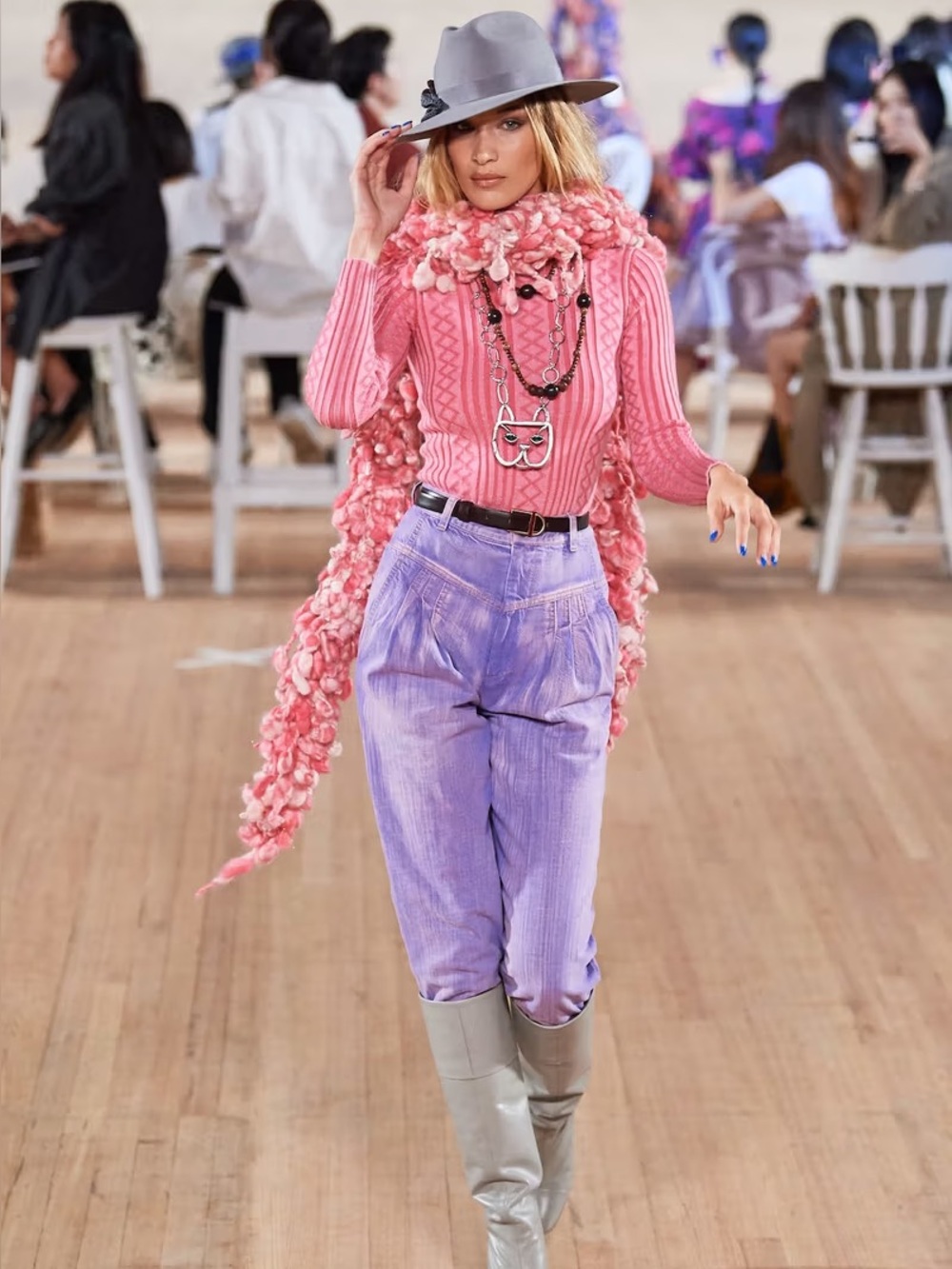 Marc Jacobs Runway Spring 2020 Pink Ribbed Cable Knit Turtleneck Sweater Size L